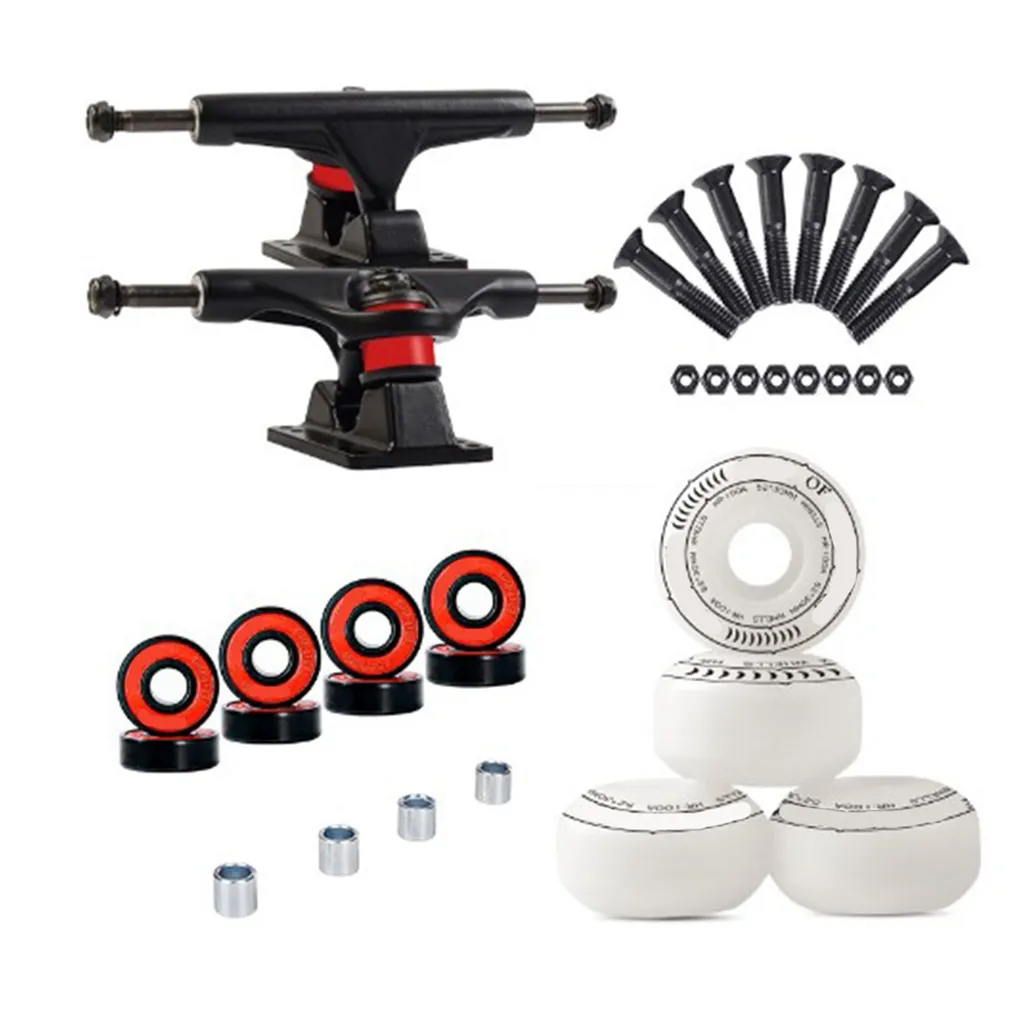 Set de Trucks Skateboard avec Roues à Double Enroulement Ultra Robustes