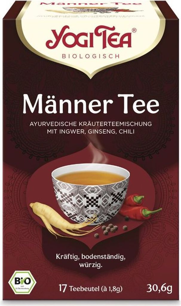 Yogi Tea Männer Tee Kräutertee mit Ingwer Ginseng Chili - - 30,6g x 6 - 6er Pack VPE