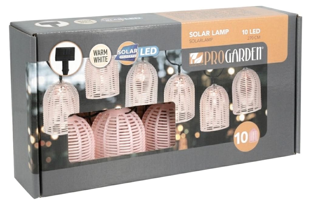 Party-lichterkette - rosa - 10 LED-Birnen - warmweis - 270 Produktbild 