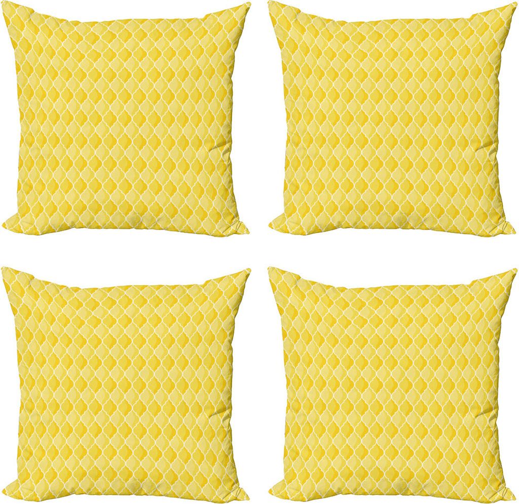 ABAKUHAUS Gelb Kissenbezug Set (4 Stück), Marokkanische Ombre Farbe, Moderner Doppelseitiger Digitaldruck, 45 cm x 45 cm, Merigold Gelb