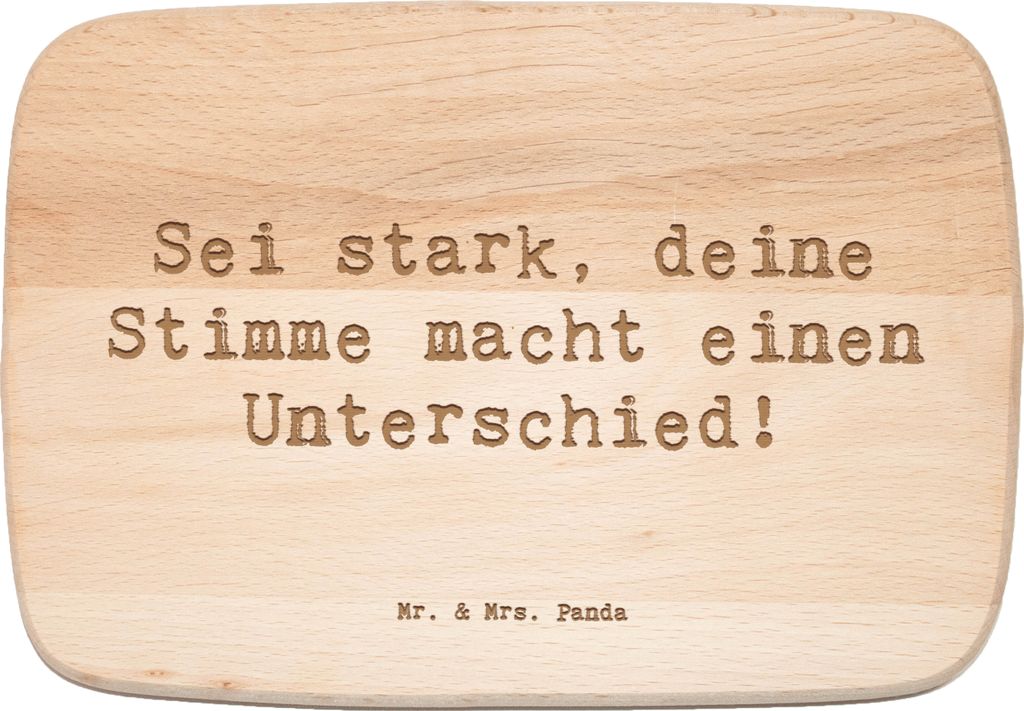 Mr. & Mrs. Panda Küchenbrett Spruch Deine Stimme zählt - Transparent - Geschenk, Holzbrettchen, massivholzbrett, Motivation, Frühstücksbrett, m...