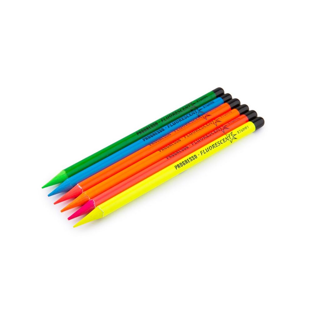Set Di 6 Matite Colorate Fluorescenti Koh-I-Noor Progresso Senza Legno, Colori Assortiti, Alte Prestazioni E Luminose
