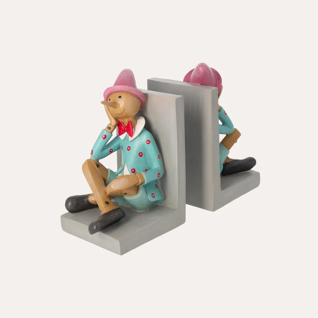 KEYHOMESTORE Paire de serre-livres Pinocchio en résine artisanale