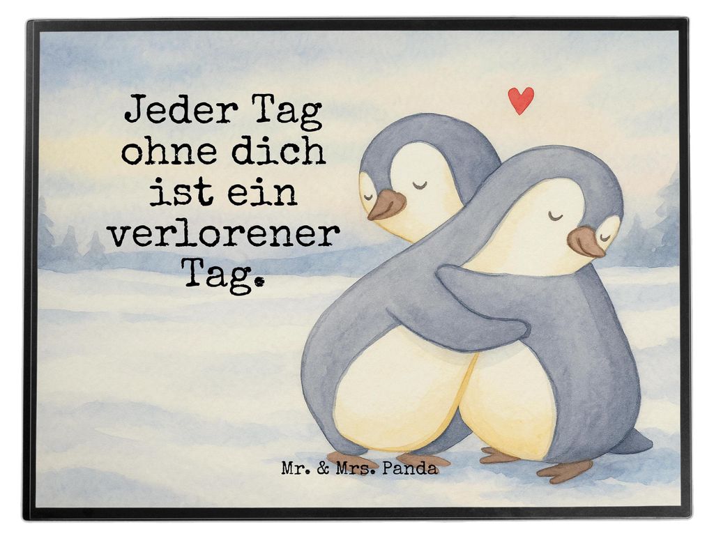 Mr. & Mrs. Panda Schreibunterlage Pinguine Kuscheln Design - Weiß - Geschenk, tischmatte, Hochzeitstag, Schreibtischauflage, Valentinstag, schreib...