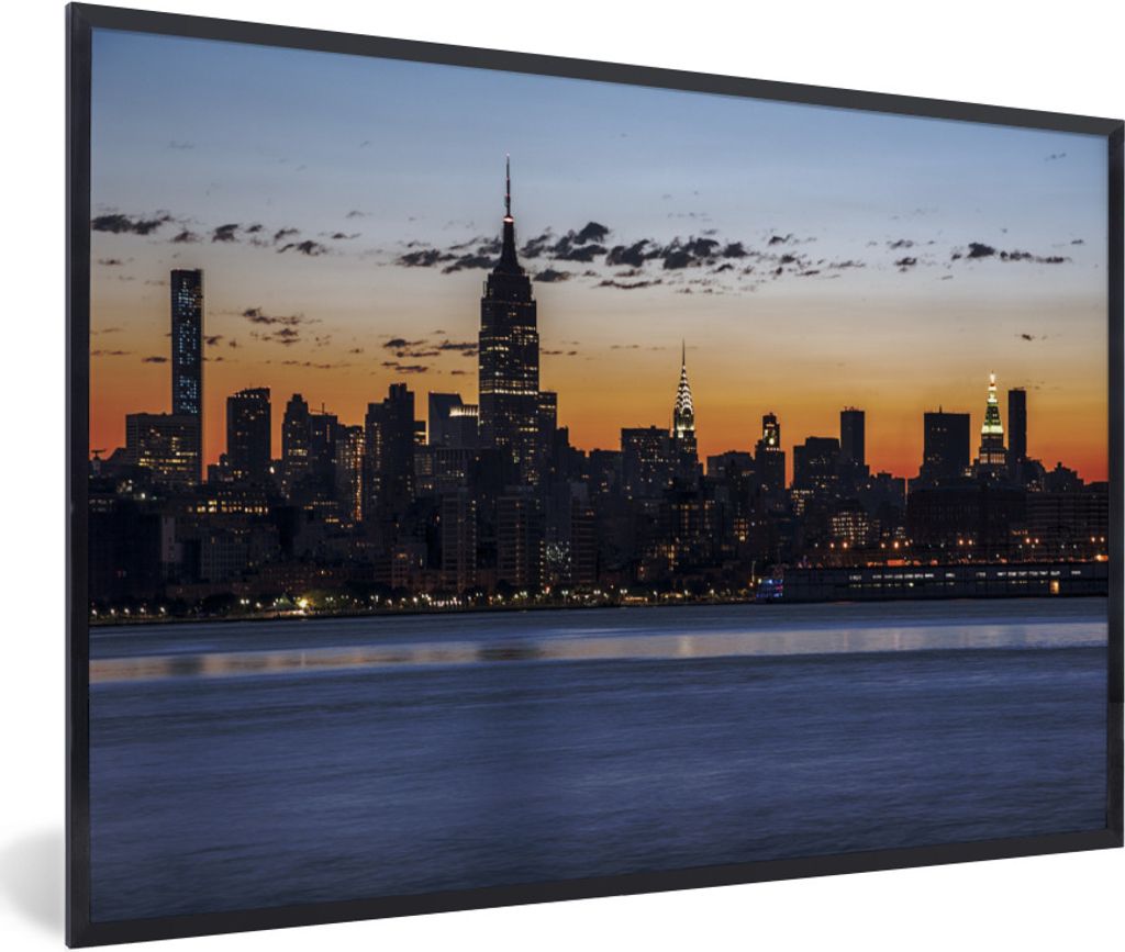 MuchoWow Gerahmtes Poster New York - Skyline - Amerika 60x40 cm - Poster mit Schwarzem Bilderrahmen Wandposter Rahmen Foto Bilder - Printing - Wa...