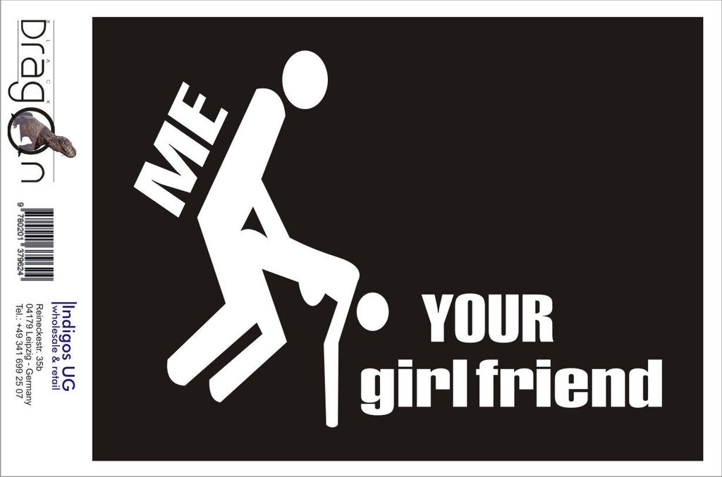 Aufkleber / Autoaufkleber - JDM / Die cut / Auto / OEM - Me your girl friend - 210x150mm pink - Heckscheibe / Heckscheibenaufkleber