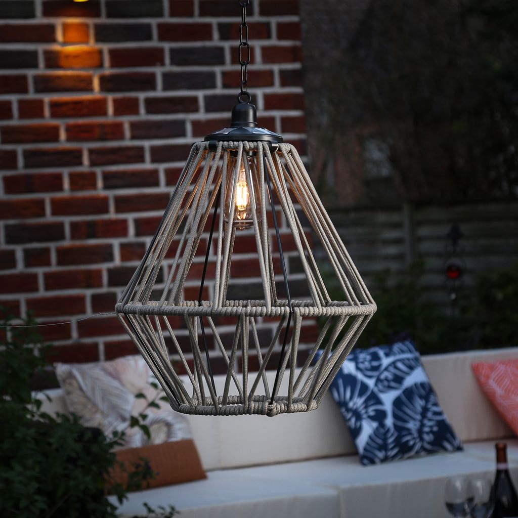 Solarlampe Laterne sand Eisen Ø 38cm / Höhe 47cm