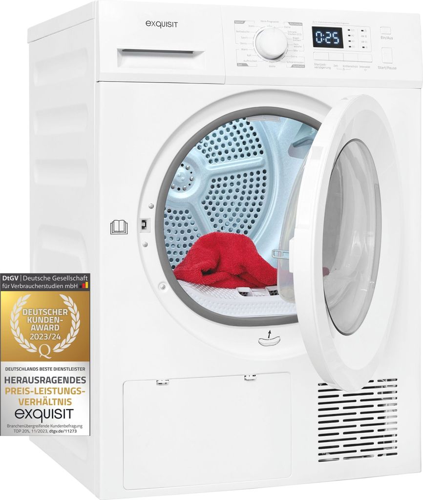 Exquisit Wärmepumpentrockner TWP803-030 Weiss | 8 Kg | A++ Produktbild 