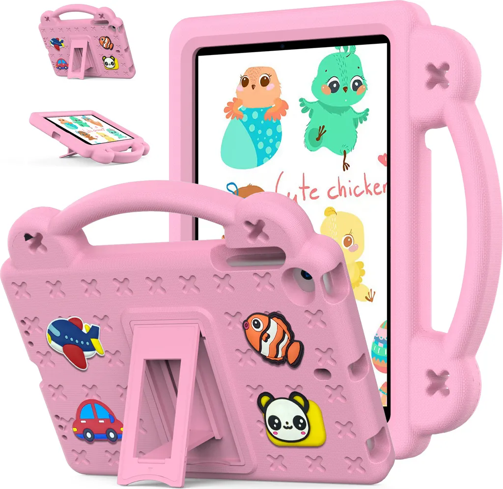 Custodia protettiva per iPad mini 2024 (A17 Pro) 8,3", simpatica custodia per bambini, antiurto con manico e supporto Rosa