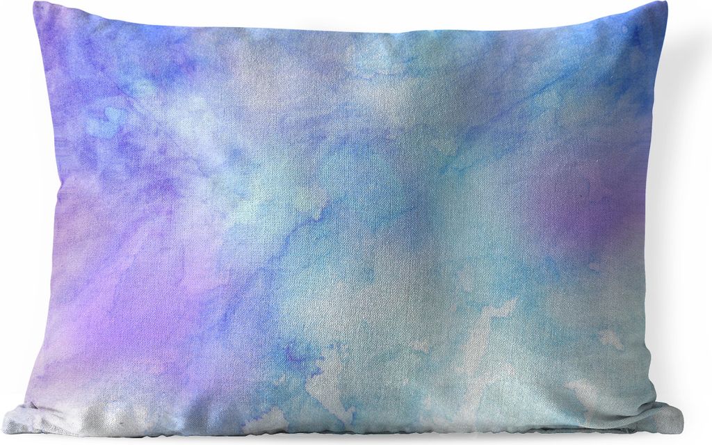MuchoWow Outdoor Kissen - Aquarell - Lila - Hellblau - 60x40 cm - Wetterfest - Lounge Kissen - Zierkissen - Kissen für Innenräume