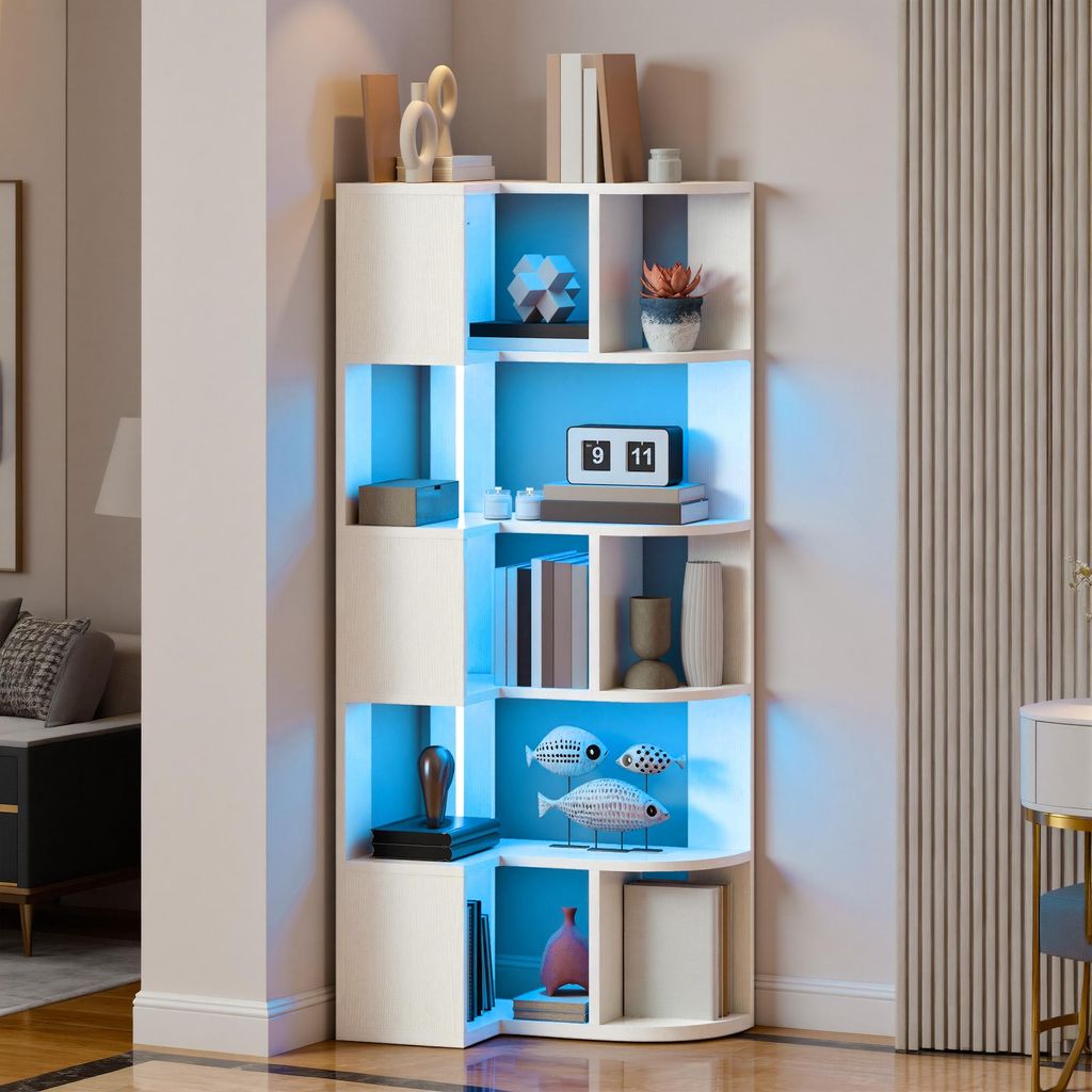 YITAHOME Bücherregal mit LED, Eckregal mit 6 Ebenen, 64 x Produktbild 