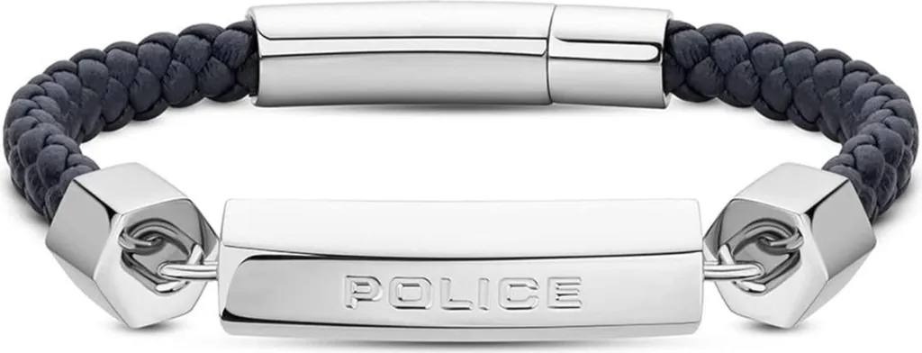 Bracelet Police PEAGB2214924 en Cuir Noir et Acier pour Homme