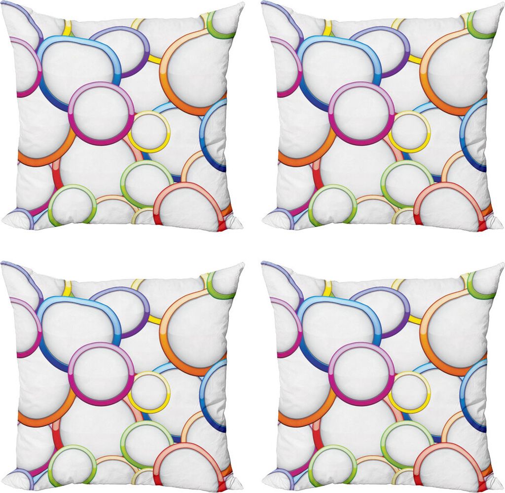 ABAKUHAUS Geometrisch Kissenbezug Set (4 Stück), Kreise Runde Muster, Moderner Doppelseitiger Digitaldruck, 50 cm x 50 cm, Mehrfarbig