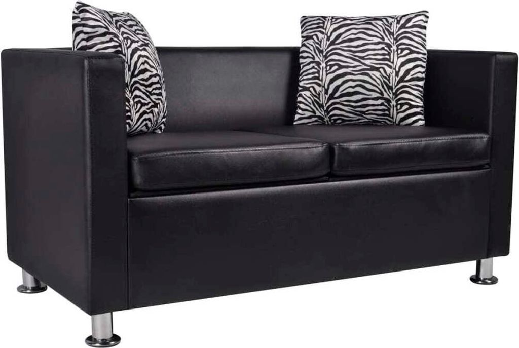 Möbel 2-Sitzer-Sofa Kunstleder Schwarz - Klassische Sofas 242209