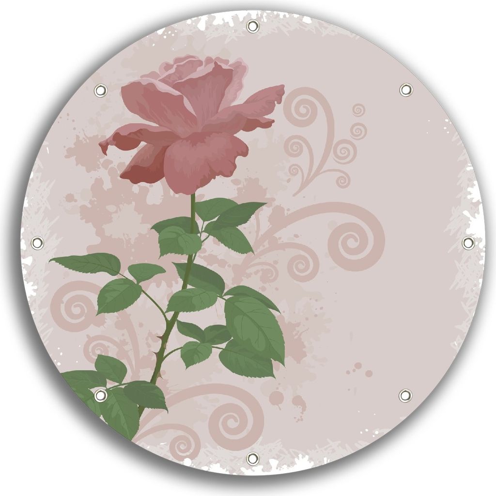 Wallario rundes Outdoor-Poster für Garten oder Balkon, Motiv Rose in Pastellfarben gezeichnet, 30 cm Durchmesser