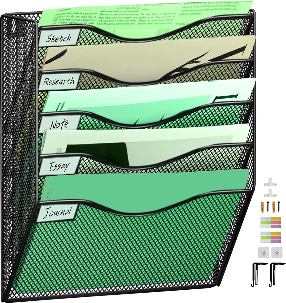 Organiseur mural design mesh noir 5 niveaux - Rangement robuste et chic