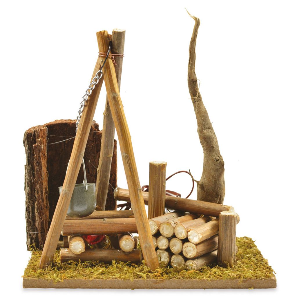 Riffelmacher LED Lagerfeuer mit Baum und Kochstelle Ø 12 cm - 78290 | Natur