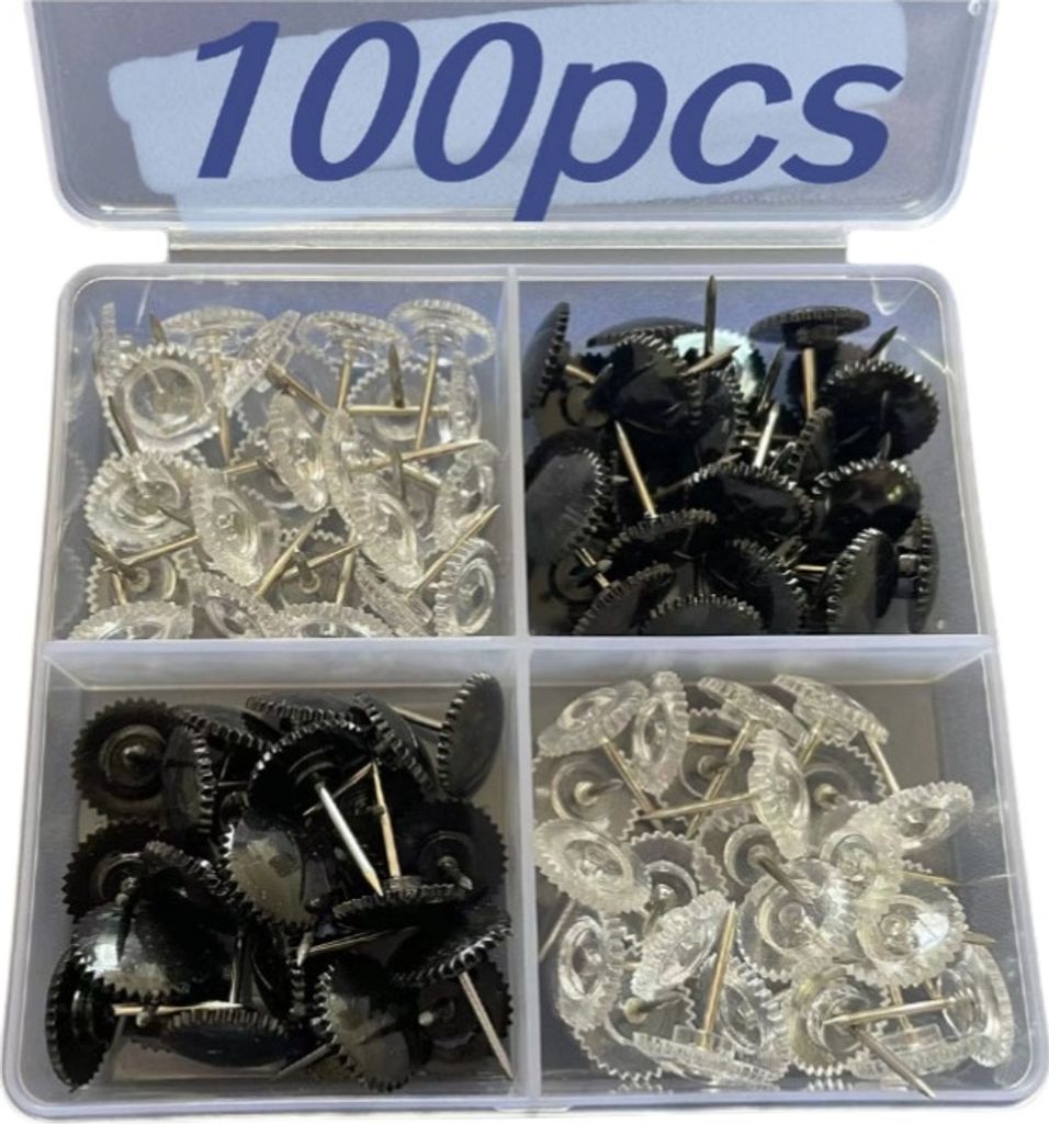 INF 100 Stück Reißzwecken im Zahnrad-Design - Sicher & Stilvoll Schwarz