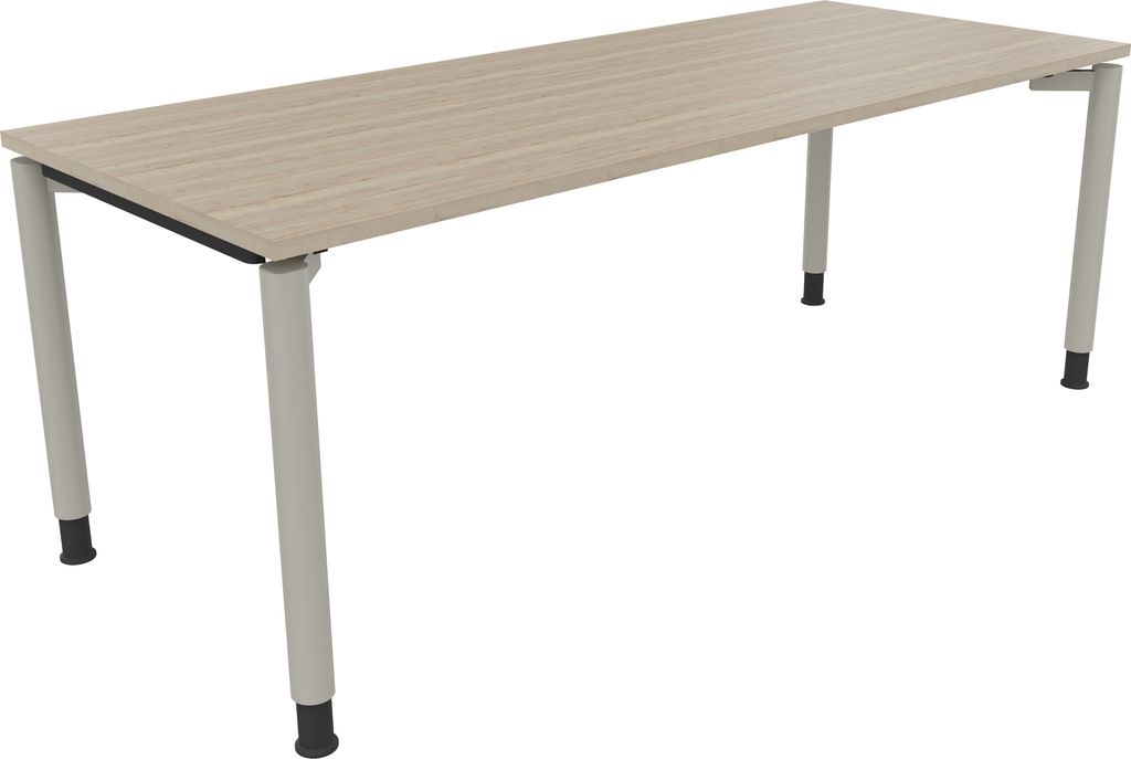 Schreibtisch Vierfuß Rundrohr B2000xT800xH680-820 si/Eiche Natur