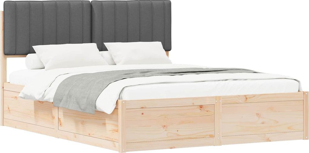 vidaXL Bettgestell mit gepolstertem Kopfteil Dunkelgrau 160 x 200 cm