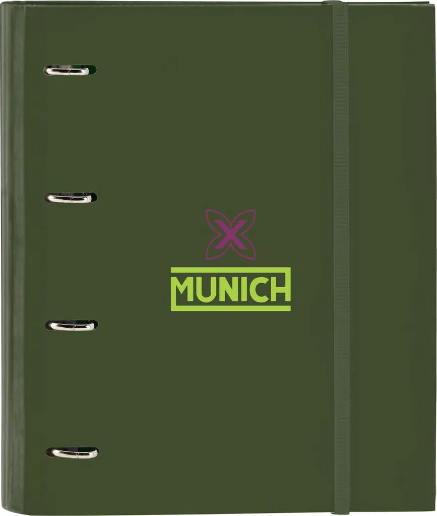 Munich Raccoglitore ad anelli verde cachi brillante 27 x 32 x 3,5 cm
