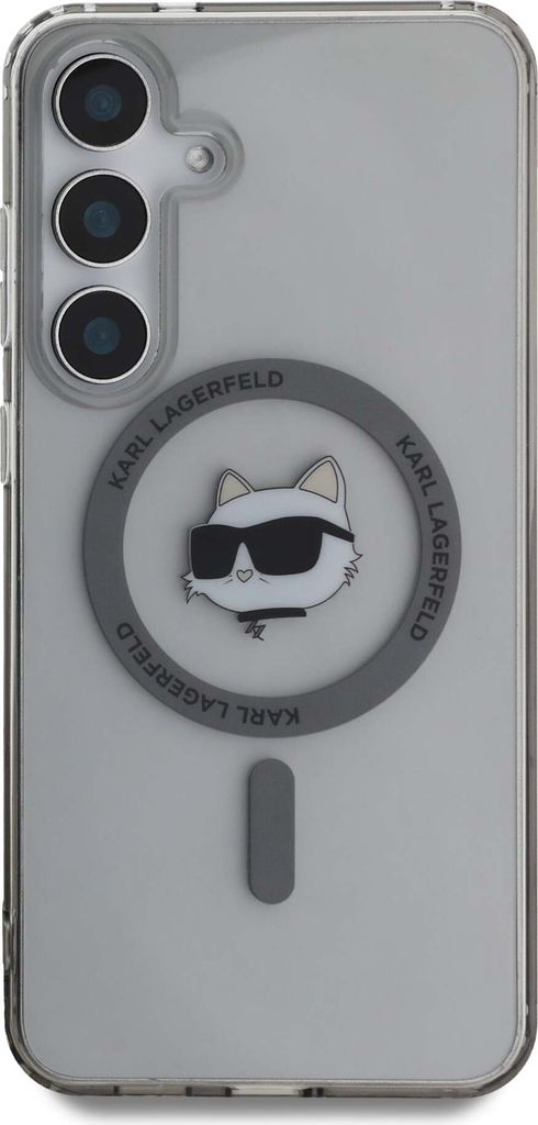 Karl Lagerfeld Button Choupette Head Printed Logo MagSafe - Samsung Galaxy S25 Hülle (Schwarz)