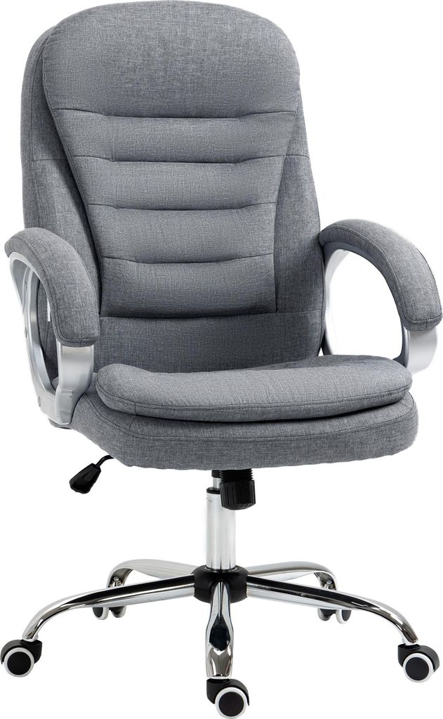 Bürostuhl Arbeitsstuhl Schreibtischstuhl Drehstuhl 360° Ergonomisch Wippfunktion Höhenverstellbar Grau Leinen 64 x 75 x 111-121 cm