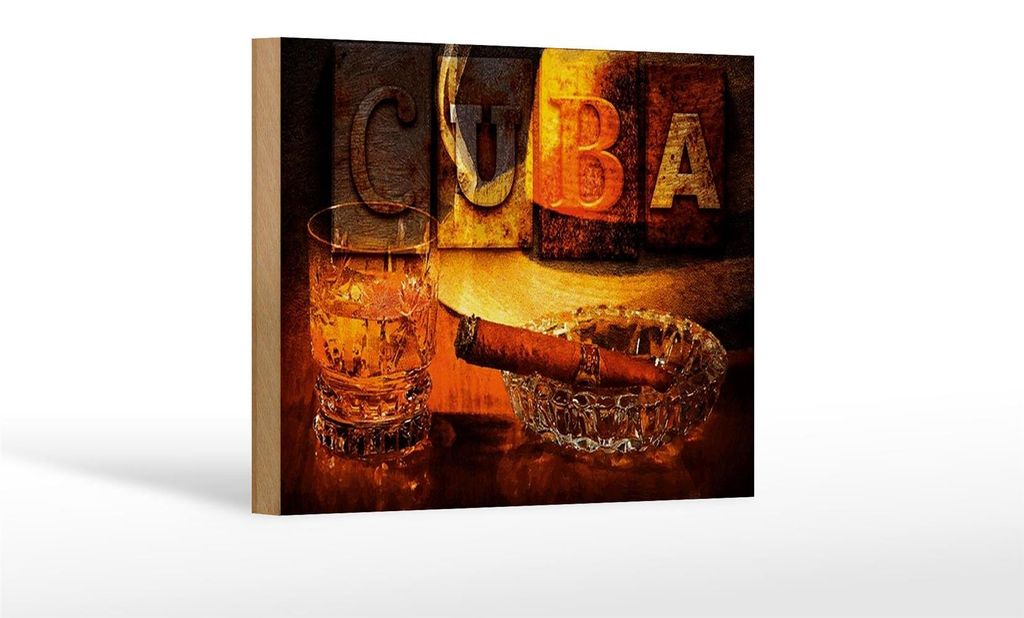 Holzschild Spruch 18x12cm Cuba Zigarre Rum Havanna