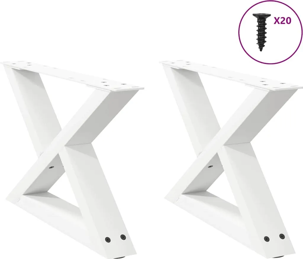 Gambe del tavolino 2 pz. Acciaio bianco 60x(30-31,3) cm
