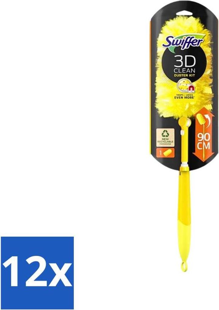 Swiffer – XXL Staubwedel – Teleskop-Staubwedel – 360° Staubentfernung – Griff + 1 Tuch - Vorteilspack - 12 Stücke