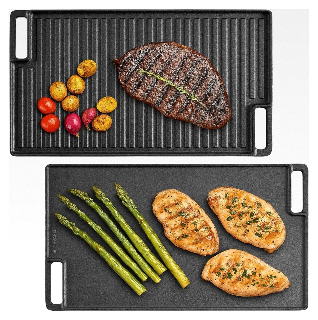 Doppelseitige Grillpfanne aus Gusseisen - 47 x 27,5 cm