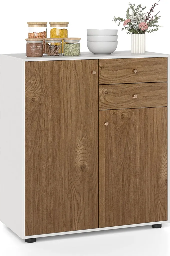 Armoire de rangement scandinave en bois avec étagères et portes
