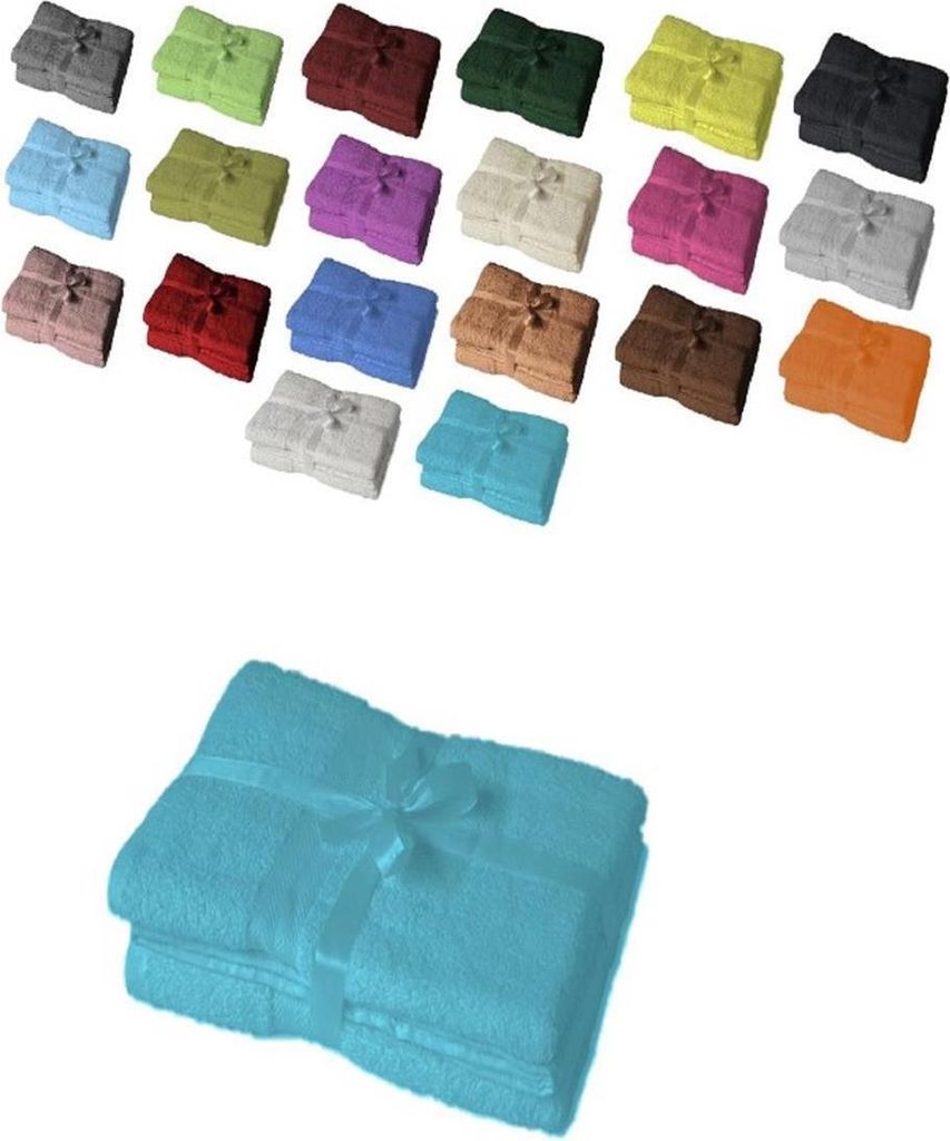 Handtuch Spar Set Baumwolle 500 g/m² Türkis 4 x Badetuch 100 x 150 cm