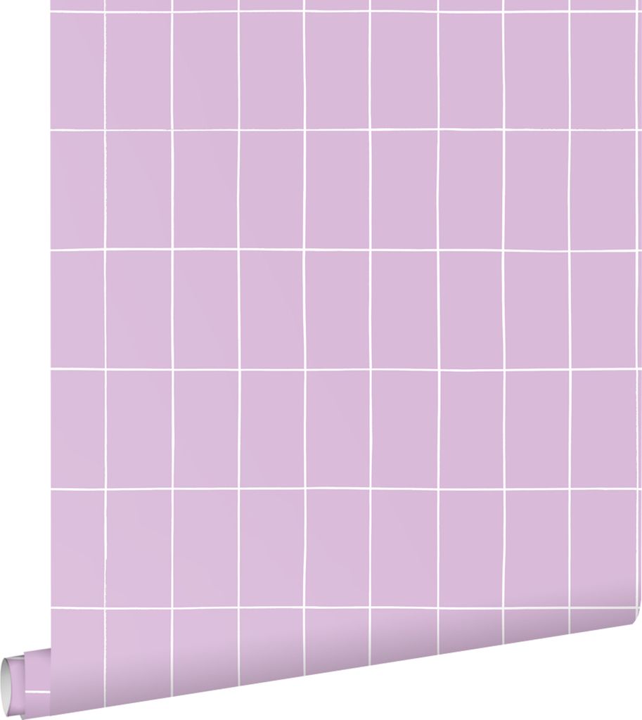 ESTAhome Tapete kleine Fliesen Violett und Weiß 53 cm x 10.05 m