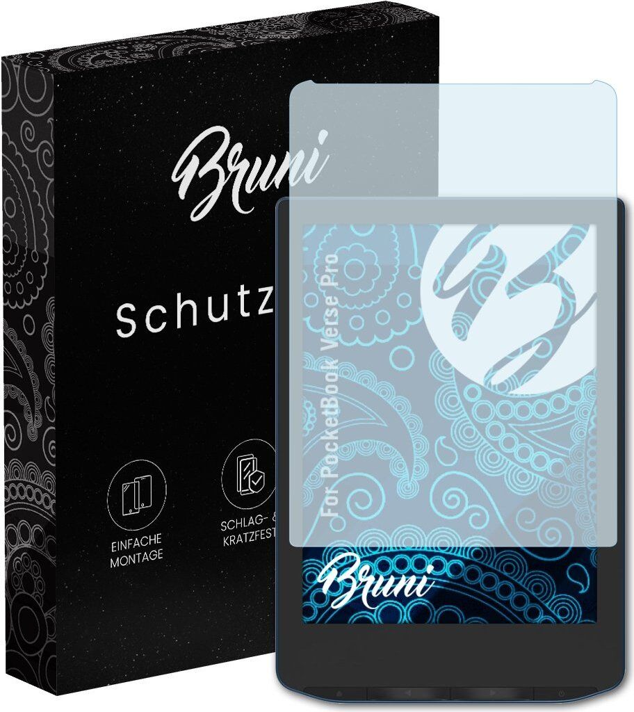 Bruni Basics-Clear 2x Schutzfolie kompatibel mit PocketBook Verse Pro Folie