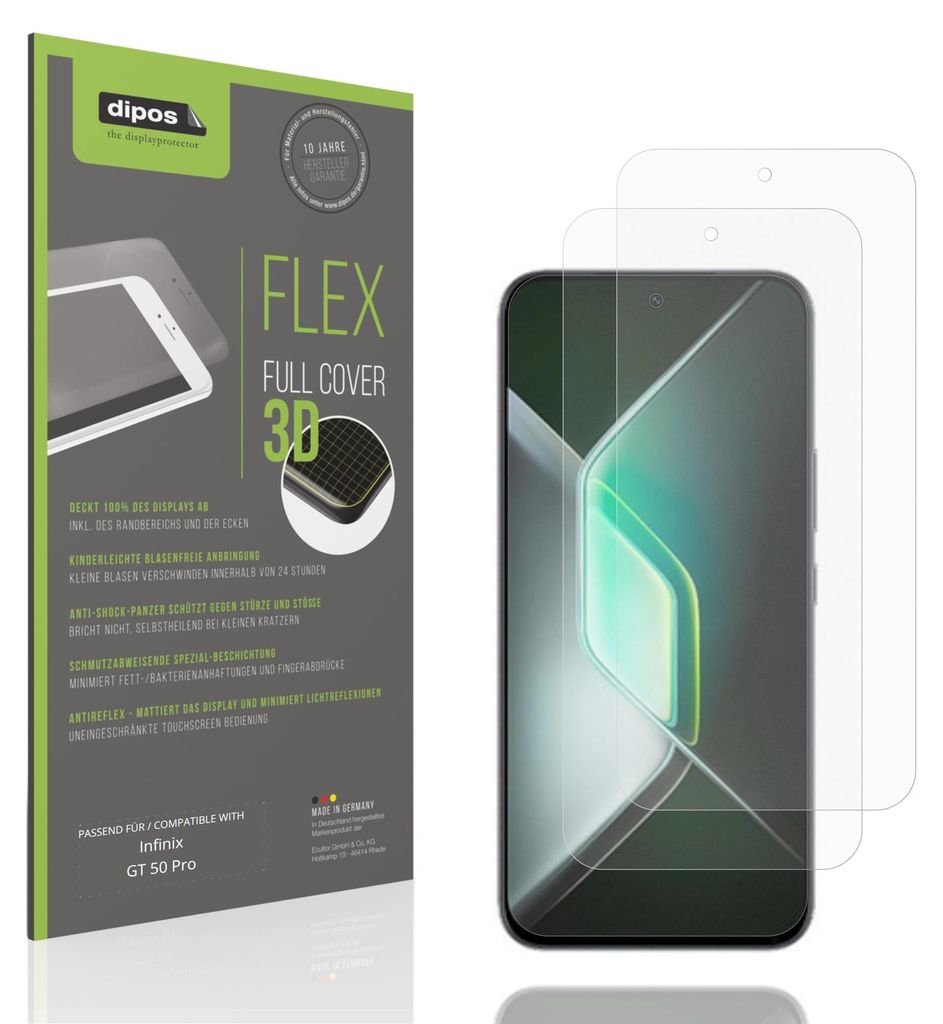 2x Full Cover Schutzfolie matt für Infinix GT 50 Pro Panzerfolie Anti-Shock