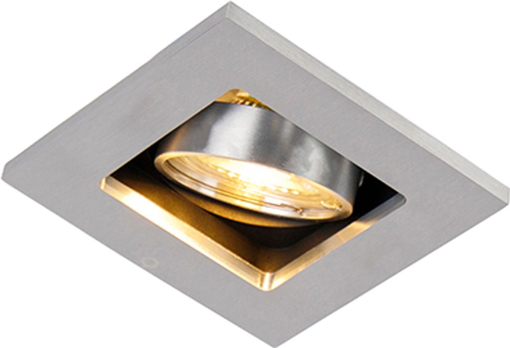 QAZQA - Modern Smarter Einbaustrahler Aluminium I Silver inkl. WiFi GU10 Kippbar - Qure Dimmer I Dimmbar I Wohnzimmer I Schlafzimmer - Quadratisch ...
