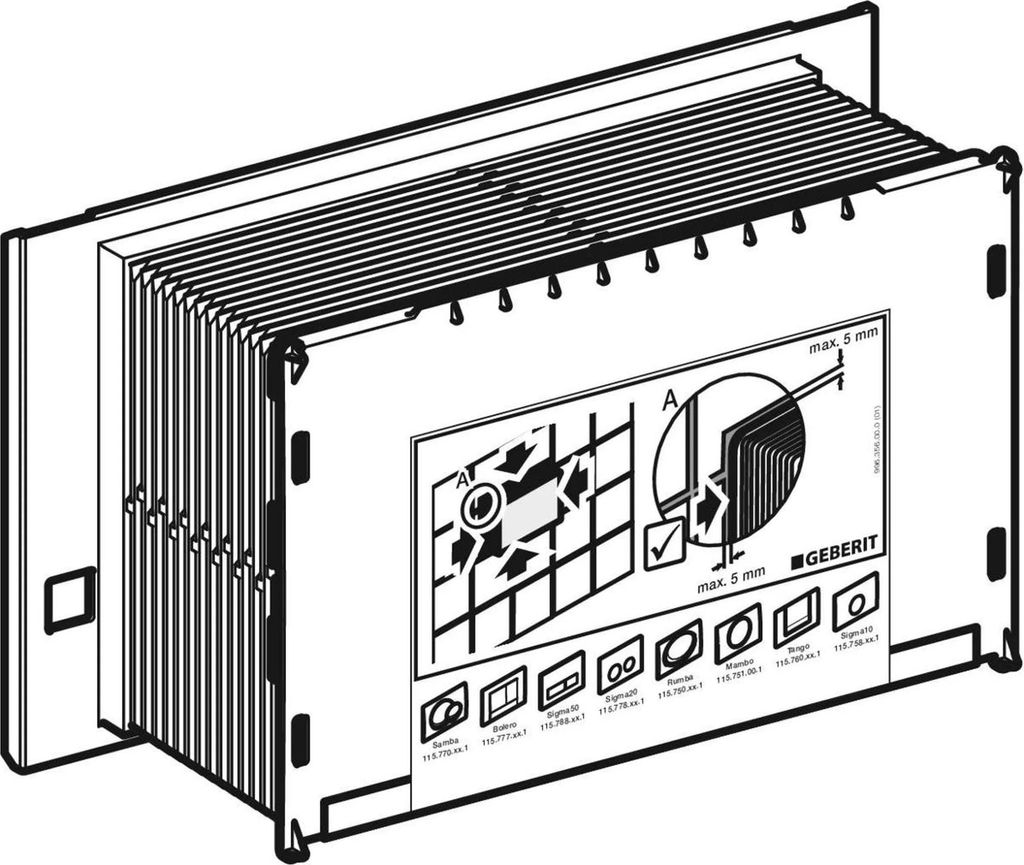 An instructional diagram showing how to install a Geberit product.