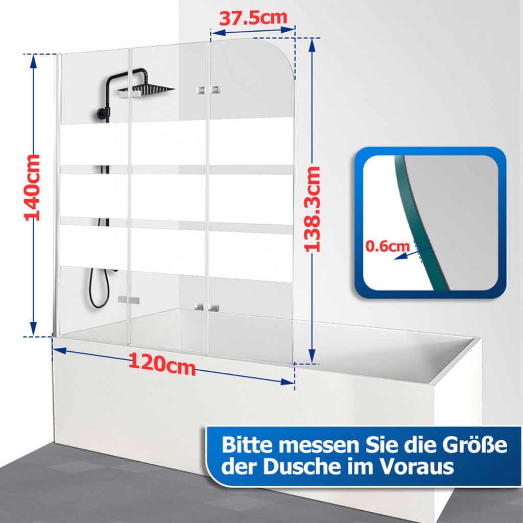 Jopassy Badewannenaufsatz Duschwand Faltwand Badewanne Produktbild 2