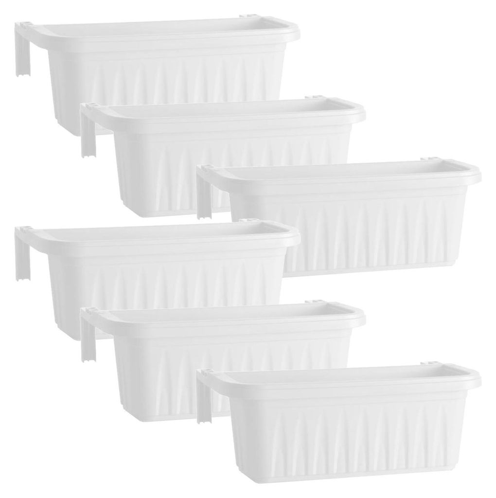 Rondine 50 - Set aus 6 x 50cm Balkonkøsten mit verstellbaren Haken und Wasserreservoir Weiø