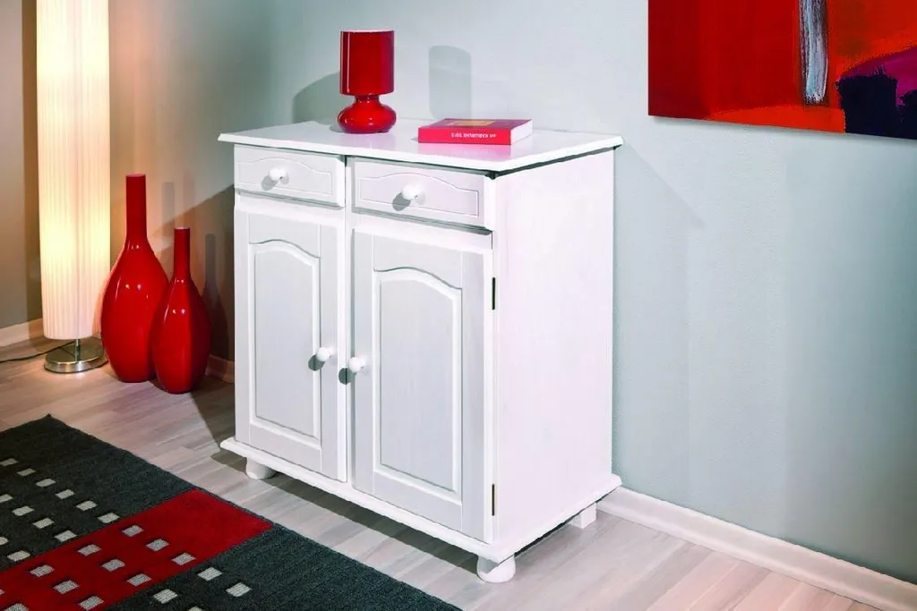 Buffet Pallare Blanc : Solution de Rangement Compacte avec 2 Tiroirs