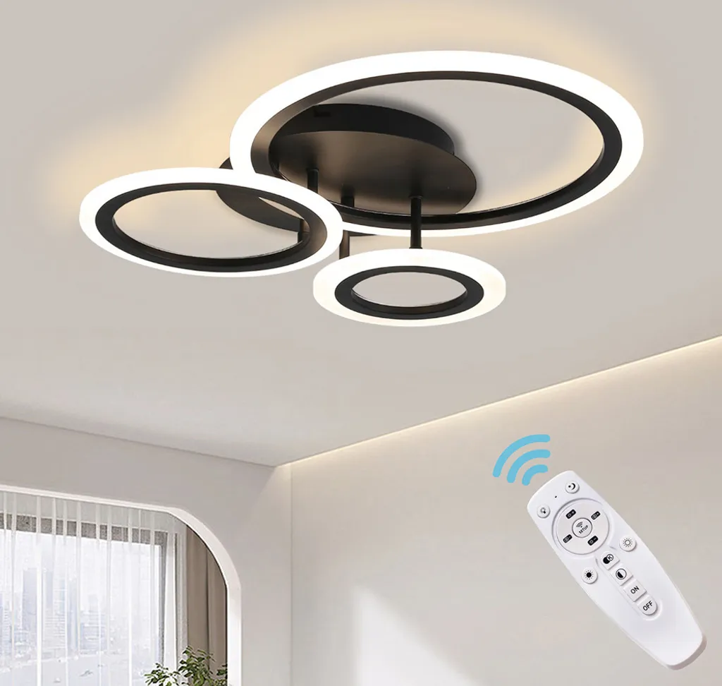 Luminaire Plafonnier LED Design 3 Anneaux pour Salon et Chambre à Coucher
