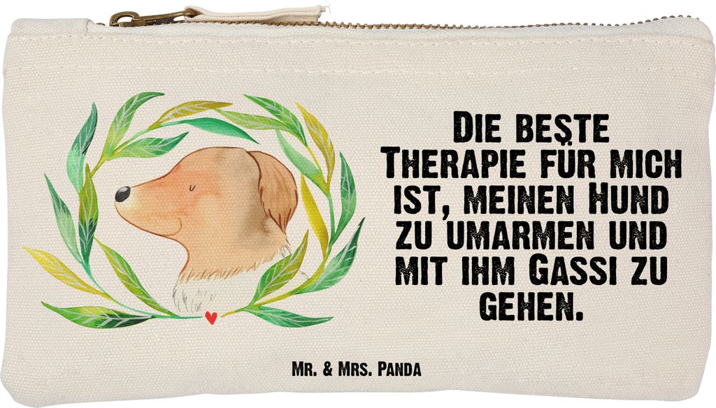 Mr. & Mrs. Panda Etui Hund Blumen Größe S Klein - Weiß - Geschenk, Gassi gehen, Kulturbeutel, Schulmäppchen, Schlamper, Umarmen, Kulturtasche, ...