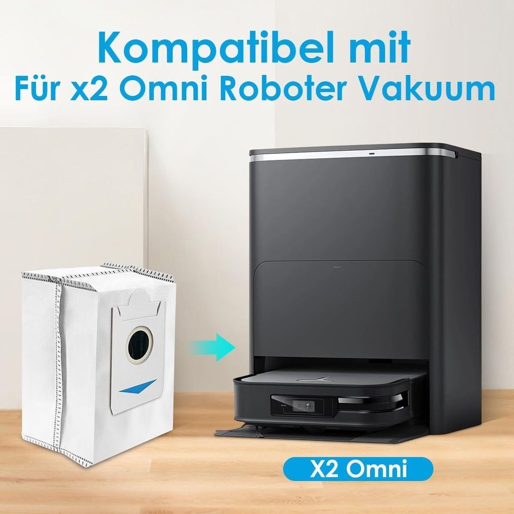 6 Sacchetti Raccolta Polvere Per Aspirapolvere Robot Ecovacs Deebot X2 Omni – Ricambio Originale, 19x12x12 Cm, Facili Da Cambiare - 3