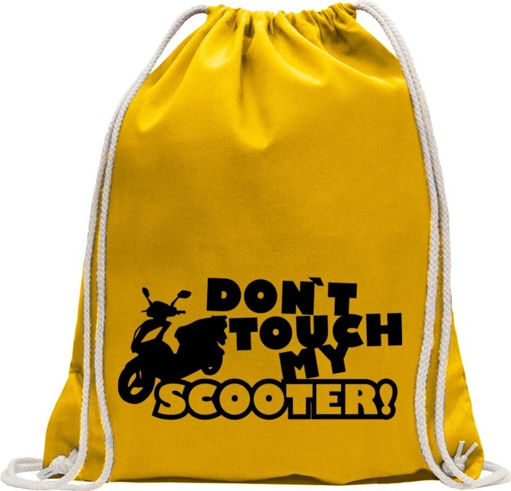 Kiwistar - Turnbeutel - gelb - Dont touch Scooter Design 3 - Fun Rucksack Sport Beutel Gymsack Baumwolle mit Ziehgurt