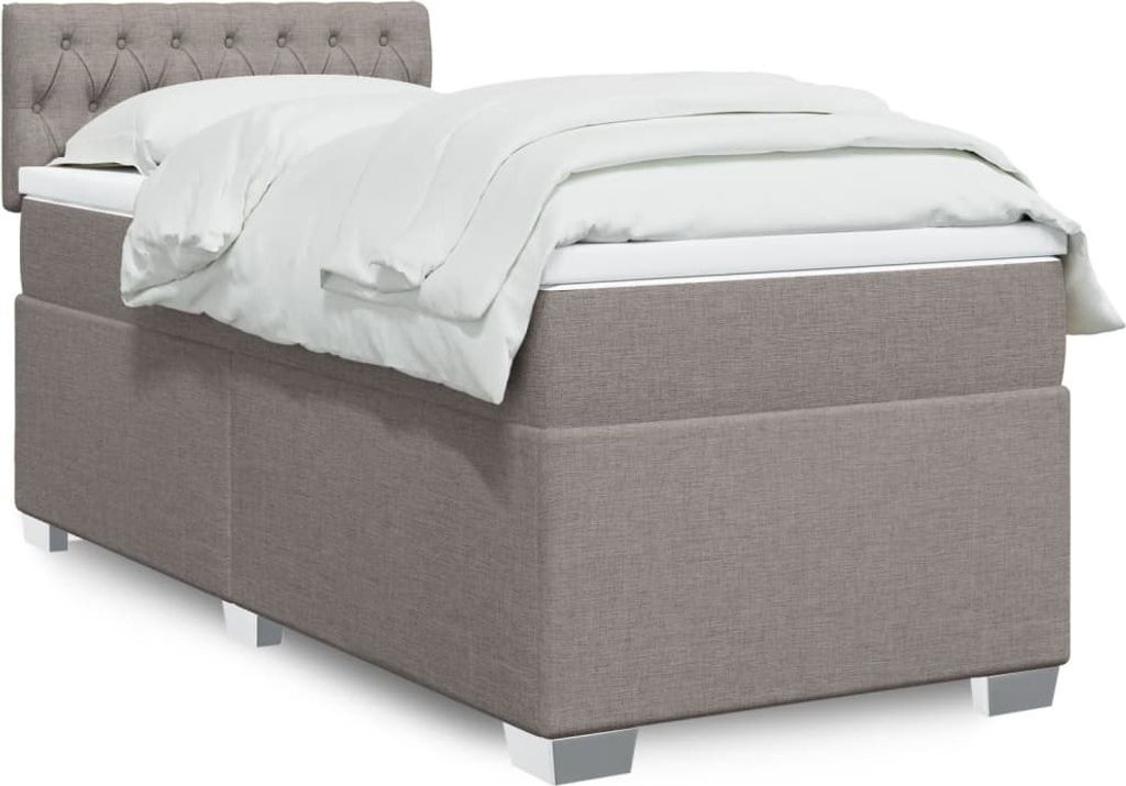 Möbel Boxspringbett mit Matratze Taupe 100x200 cm Stoff - Polsterbett 3285810
