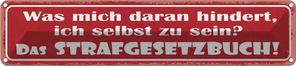 vianmo Blechschild 10x46 cm Was mich daran hindert, ich selbst Spruch Zitat