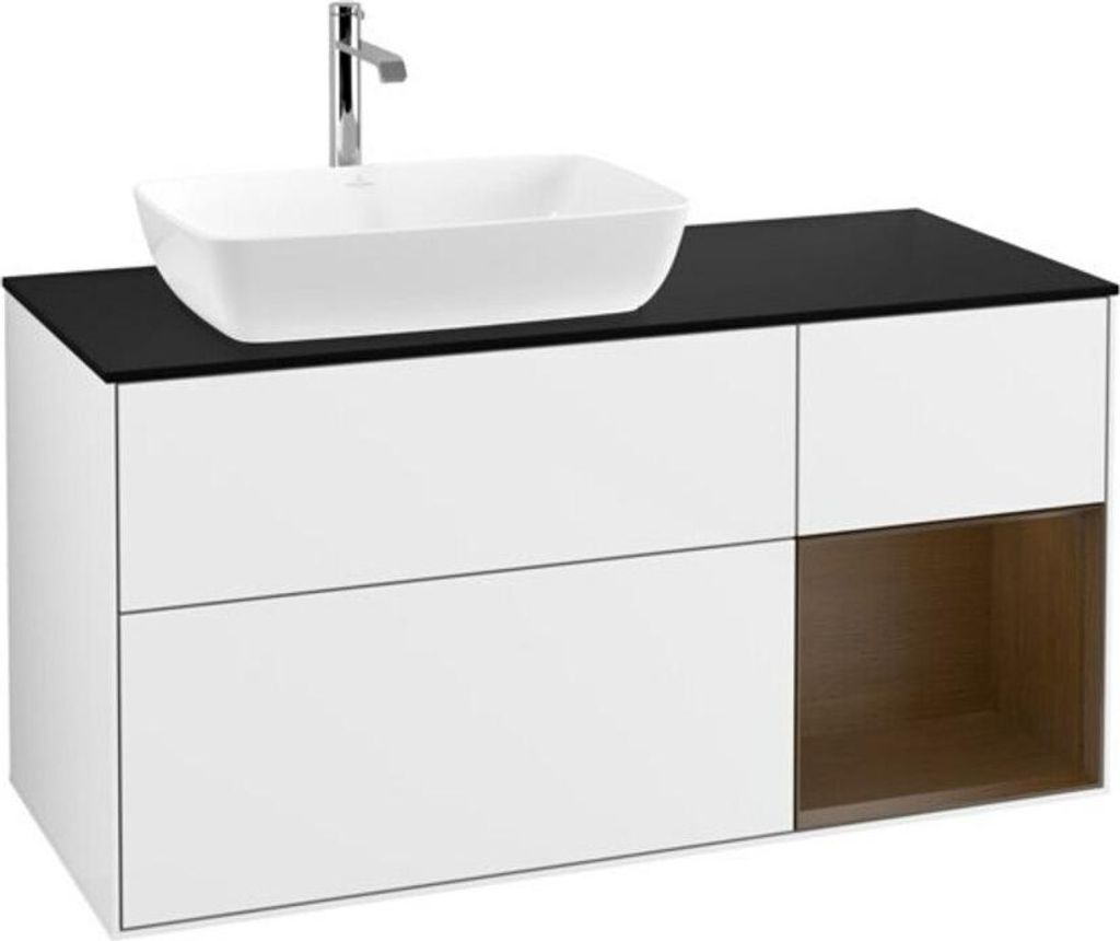V&B Waschtischunterschrank Wandbeleuchtung Finion 120cm, Pl b m, Reg wal ven, glo wh. Lac