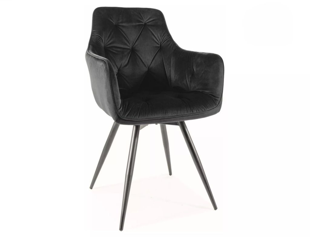Chaise de salle à manger rembourrée WALLIS – noir / noir Image du produit 