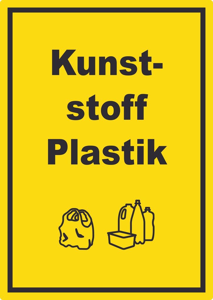 Kunststoff Plastik Mülltrennung Aufkleber Text Symbol shopping bag A5 (148x210mm)